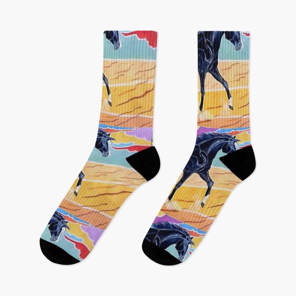 Item preview,  Black arabian horse in the desert painting designed and sold by horseaddicted.