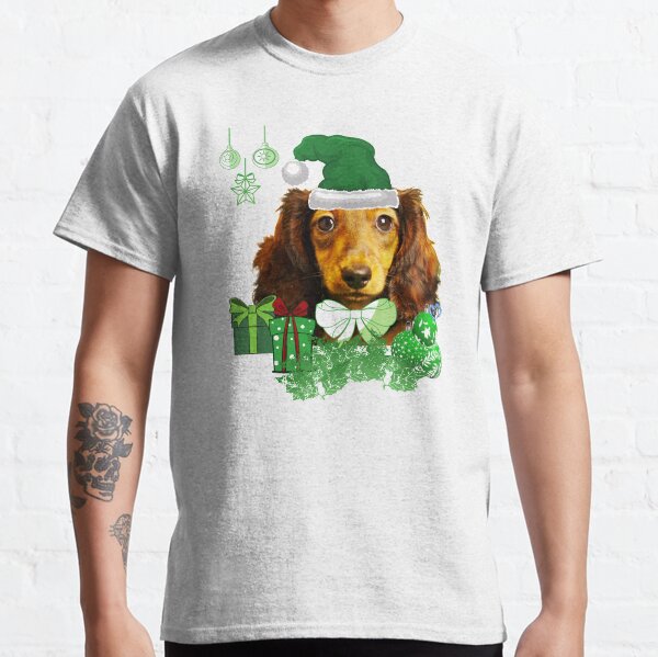 Christmas Dark Green Santa Hat Live Dachie-dtt Classic T-Shirt