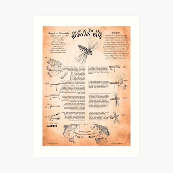 How to Tie the Bunyan Bug (fly from a River Runs Though it)  Framed Art  Print for Sale by WillysFishing