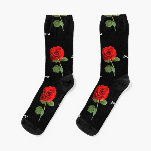 Beautiful Old Red Roses Shabby Chic Floral Socks | Zazzle