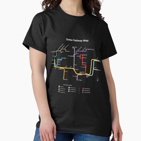 Vista previa del artículo con la obra «Mapa del ferrocarril de Sodor: estilo TTC, oscuro», diseñado y vendido por lineco.