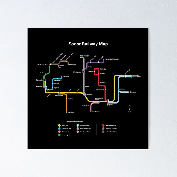 Item preview, Sodor Railway Map - TTC Style, Dark designed and sold by lineco.