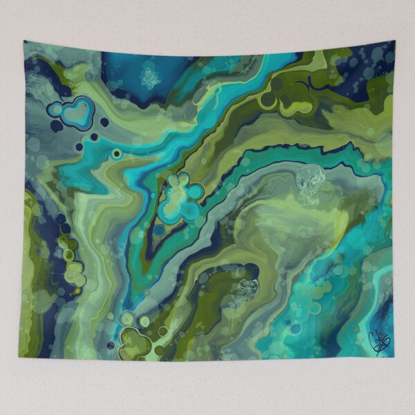 Item preview, Caribbean, digital fluid pour with cells designed and sold by MayGreenAbgrall.