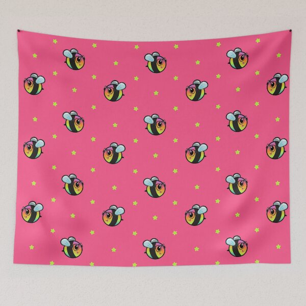 Item preview, Rainbow Bees & Stars (en rosa, letra más grande) designed and sold by Mandy Bee.