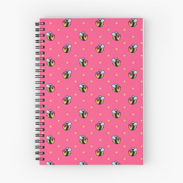 Aperçu de l'œuvre Rainbow Bees & Stars (sur rose) créée et vendue par Mandy Bee.