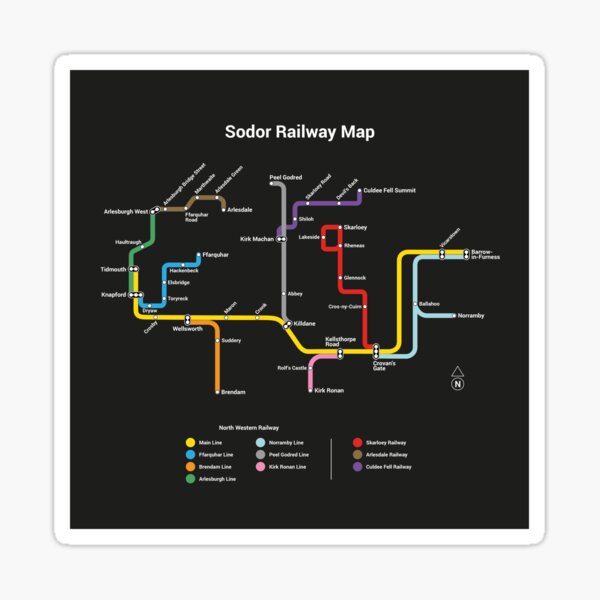 Item preview, Sodor Railway Map - TTC Style, Dark designed and sold by lineco.
