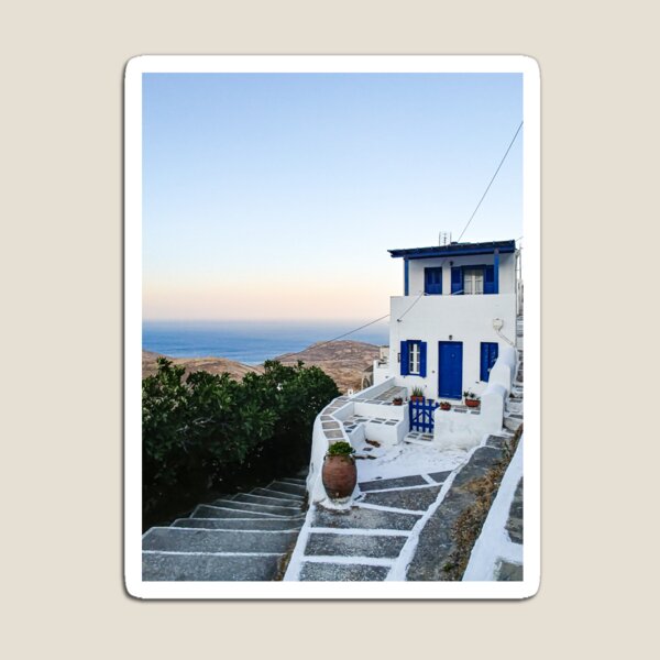 Item preview, Travel Greece Sifnos island greek Cyclades traditional architecture white blue house view sea designed and sold by am-mantilla2156.