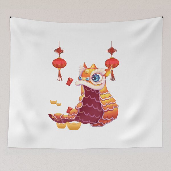 Item preview, Chinese Lion Dance & Red Lantern Celebration Festival Bring Luck & Fortune designed and sold by Wangfu-tees.