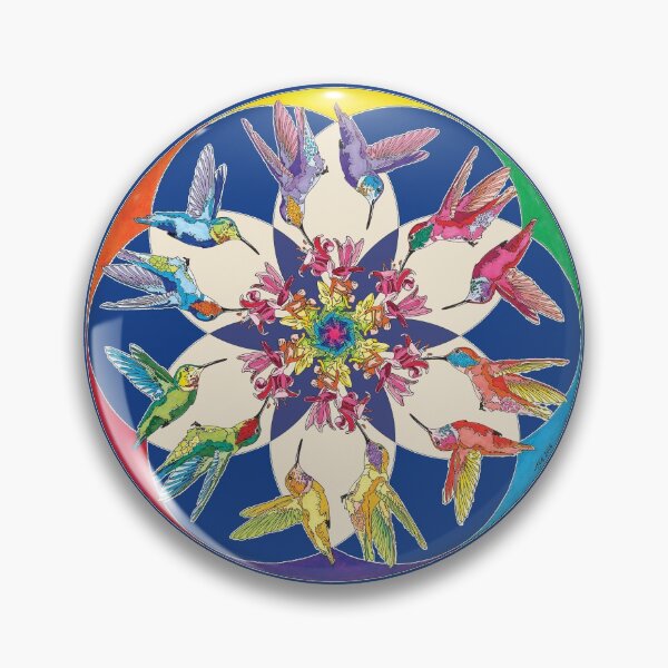 Item preview, Rainbow Mandala Circle for Clothing Home etc with Annas Hummingbird designed and sold by HummingbirdPics.