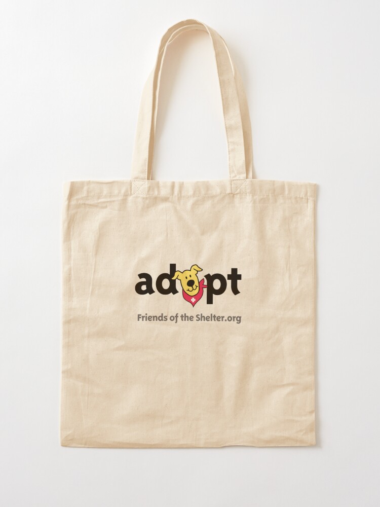 Thumbnail 2 of 5, Tote Bag, adopt (dark text on light items) designed and sold by Friends of the Shelter.