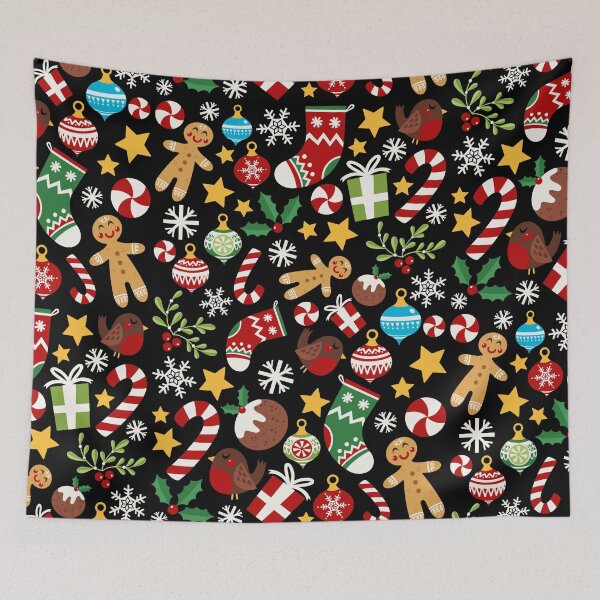 Item preview, Happy Christmas Card pattern - black designed and sold by VeryEnglishGent.