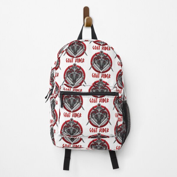 Item preview, GOAT RIDER Black Baphomet Goat Head over Compass and Square in a Red Circle with a Red G designed and sold by Ataraxia Apparel.