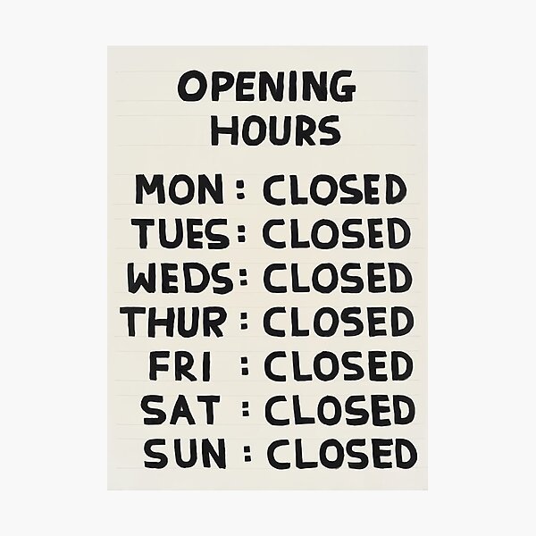 Opening Schedule Photographic Print