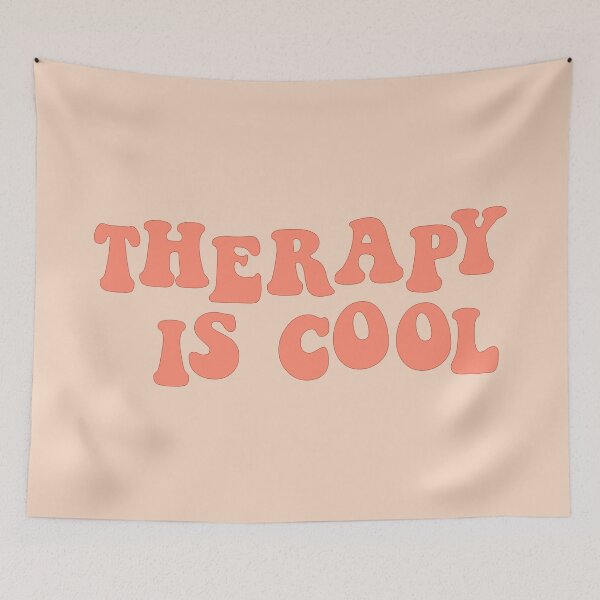 Item preview, Therapy is Cool Coral Pink designed and sold by Gold Star Creative.