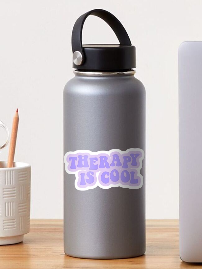 Aperçu 1 sur 3. Sticker avec l'œuvre La thérapie est Cool Purple créée et vendue par macylossau.