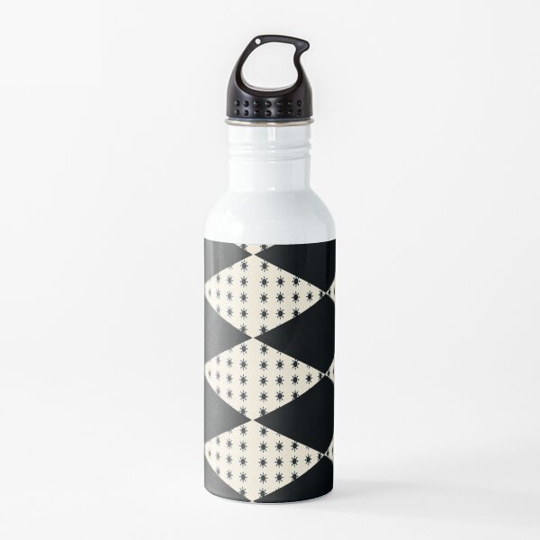 Black Diamond Pattern on Ivory Background Water Bottle