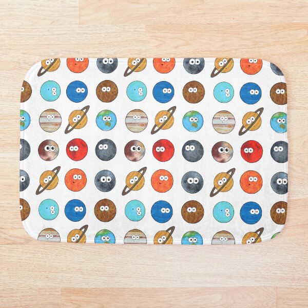 Cute Planet Polka Dot - On White Bath Mat