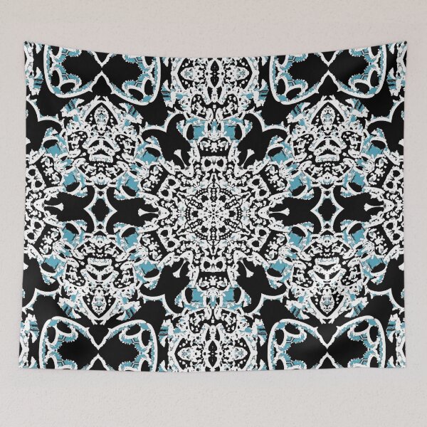 Item preview, Black And White Hexagon Symbol With Blue Accents designed and sold by SpieklyArt.