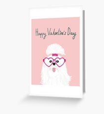 shih tzu small white fluffy puppy valentines day gift for dog person Greeting Card