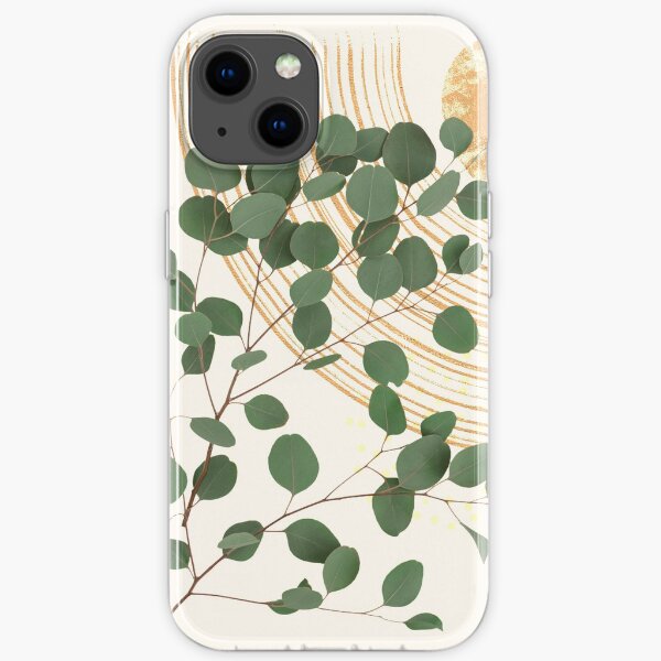 Eucalyptus Branch Abstract Collage Tropical Boho Minimalist Art with warm earthy tones and pastel colors with solid and soft gradient shapes IV iPhone Soft Case