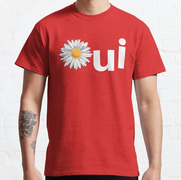 Oui Québec Référendum 1995 affiche rouge avec fleur blanche marguerite Qc PQ Quebec français T-shirt classique