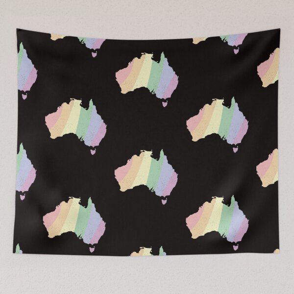 Item preview, Australia map LGBT Pride pastel distressed Country Outline stripes designed and sold by twicetrader.