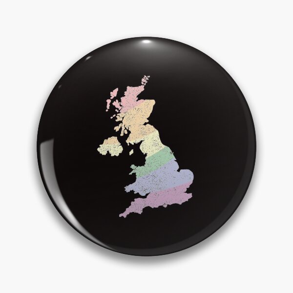 Item preview, United Kingdom Map LGBT pride Pastel Vintage distressed rainbow  Country Outline stripes designed and sold by twicetrader.