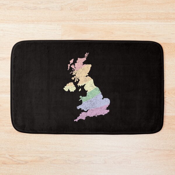 Item preview, United Kingdom Map LGBT pride Pastel Vintage distressed rainbow  Country Outline stripes designed and sold by twicetrader.