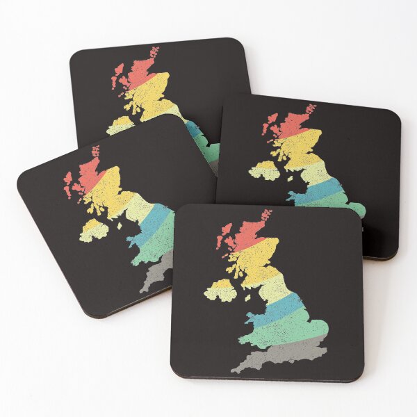 Item preview, United Kingdom Map Vintage distressed retro rainbow  Country Outline stripes designed and sold by twicetrader.