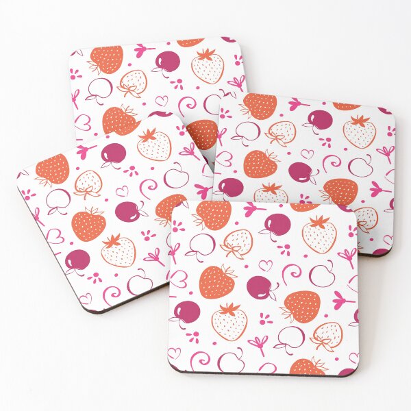 Item preview, Strawberry and Cherry seamless pattern. Pink orange berries on white background. Vector illustration for kids, adult, caffee, home designed and sold by Olgus.