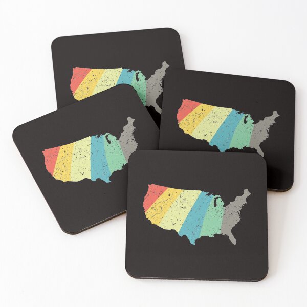 Item preview, United States Map Vintage distressed retro rainbow Country Outline stripes designed and sold by twicetrader.