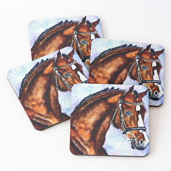 Item preview, Bay horse portait watercolor painting designed and sold by horseaddicted.
