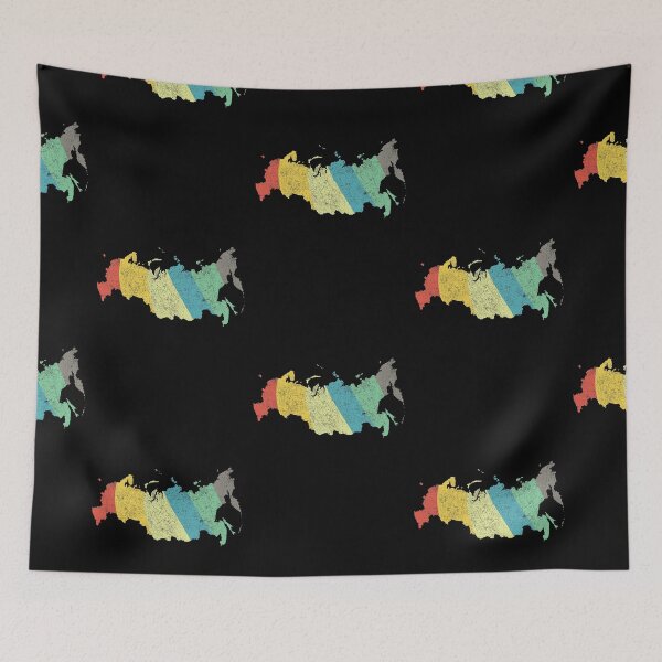 Item preview, Russia Map Vintage distressed retro rainbow stripes designed and sold by twicetrader.