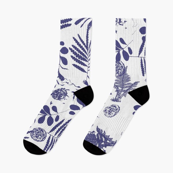Item preview, Enchanted Garden in Blue on White designed and sold by AlteredAtelier.