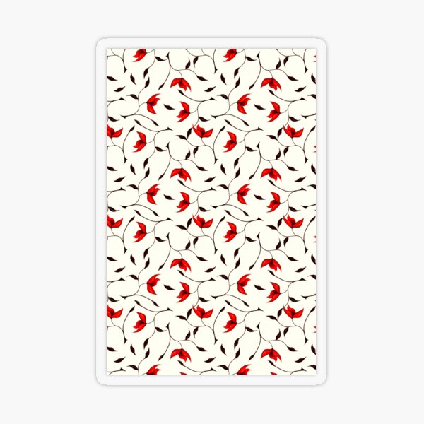 Delicate Red Flower Pattern Transparent Sticker