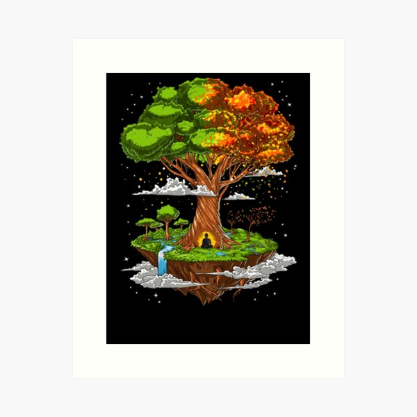 Buddha Baum des Lebens Zen Yoga Meditation Spirituellen Kunstdruck