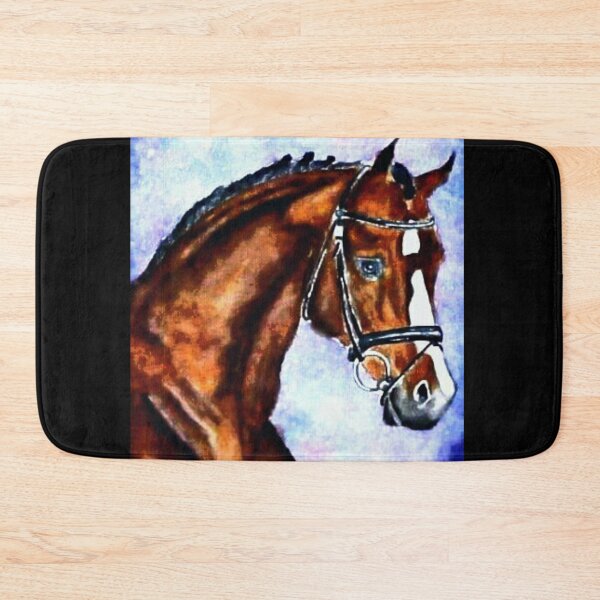 Item preview, Bay horse portait watercolor painting designed and sold by horseaddicted.