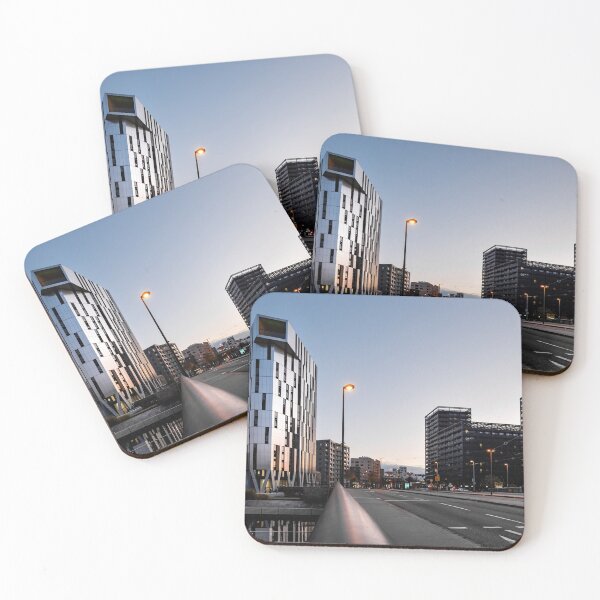 Item preview, New modern buildings in Strasbourg. Sunset sunlight, lights have already turned on, evening city. designed and sold by Alexander Sorokopud.