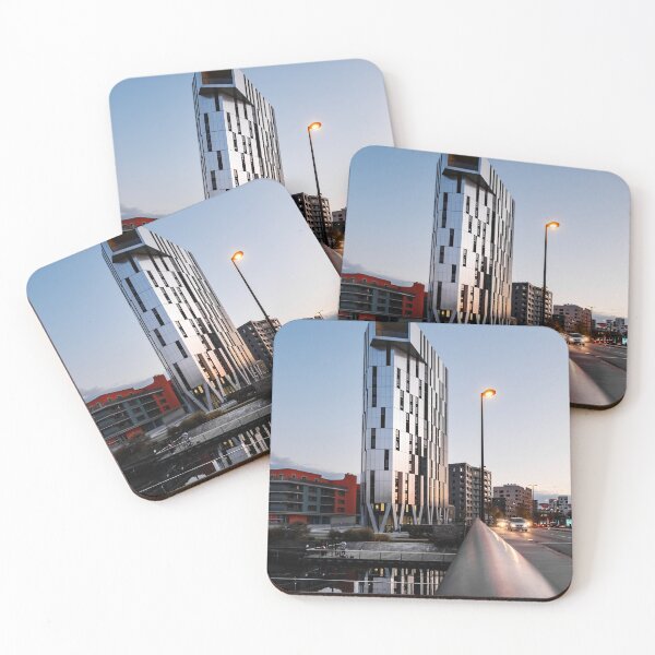 Item preview, New modern buildings in Strasbourg. Sunset sunlight, lights have already turned on, evening city. designed and sold by Alexander Sorokopud.