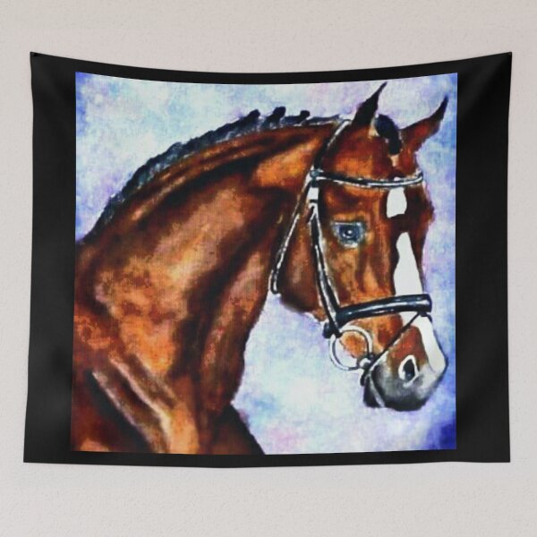Item preview, Bay horse portait watercolor painting designed and sold by horseaddicted.
