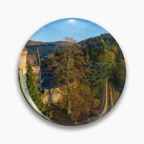 Item preview, Colorful landscape aerial view of little village Kappelrodeck in Black Forest mountains. Beautiful medieval castle Burg Rodeck. designed and sold by Alexander Sorokopud.