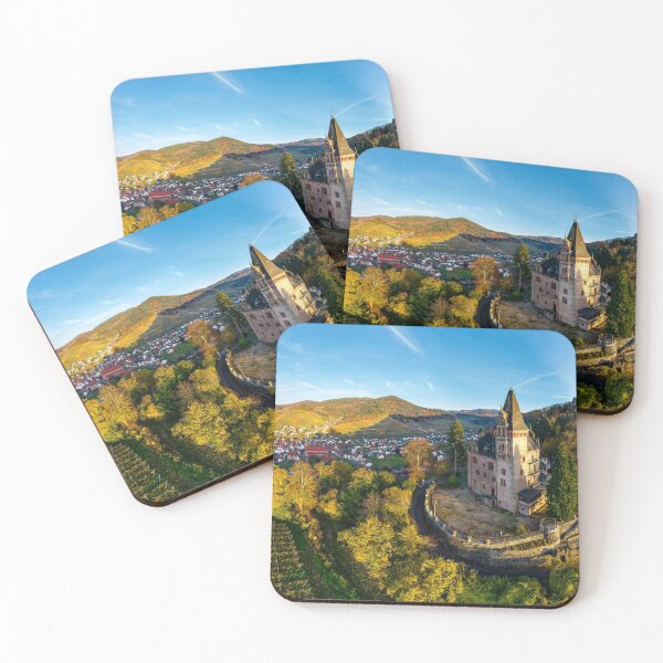 Item preview, Colorful landscape aerial view of little village Kappelrodeck in Black Forest mountains. Beautiful medieval castle Burg Rodeck. designed and sold by Alexander Sorokopud.