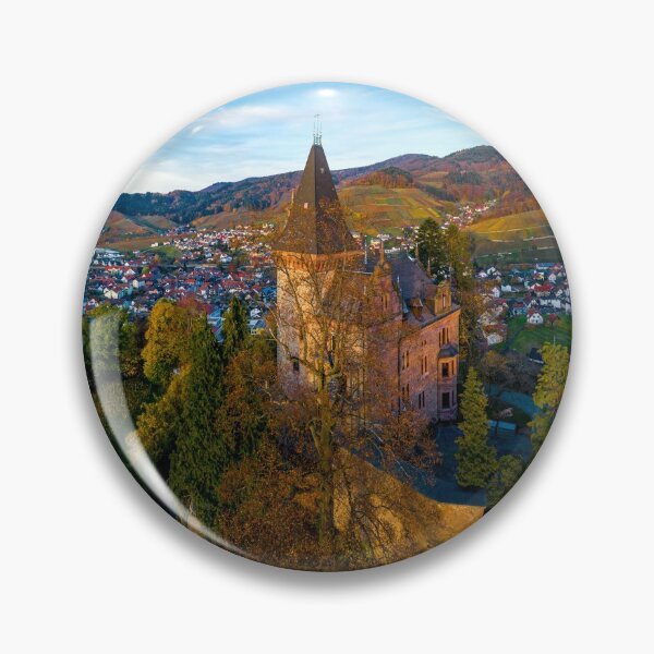 Item preview, Colorful landscape aerial view of little village Kappelrodeck in Black Forest mountains. Beautiful medieval castle Burg Rodeck. designed and sold by Alexander Sorokopud.