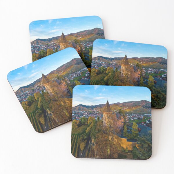 Item preview, Colorful landscape aerial view of little village Kappelrodeck in Black Forest mountains. Beautiful medieval castle Burg Rodeck. designed and sold by Alexander Sorokopud.