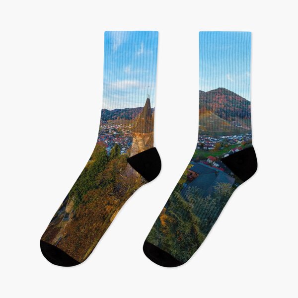 Item preview, Colorful landscape aerial view of little village Kappelrodeck in Black Forest mountains. Beautiful medieval castle Burg Rodeck. designed and sold by Alexander Sorokopud.