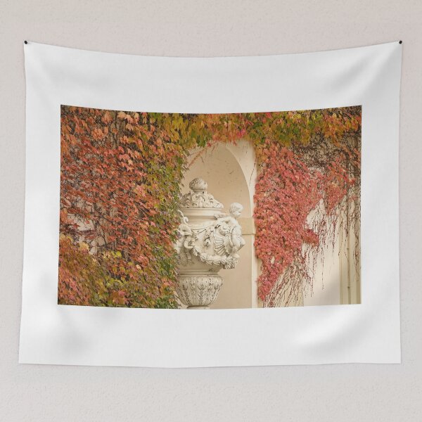 Item preview, wall with creeper plant and statue in Vienna autumn season designed and sold by goceris.