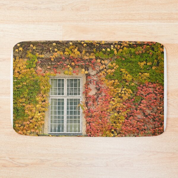 Item preview, wall with rustic window and colorful creeper foliage autumn season designed and sold by goceris.