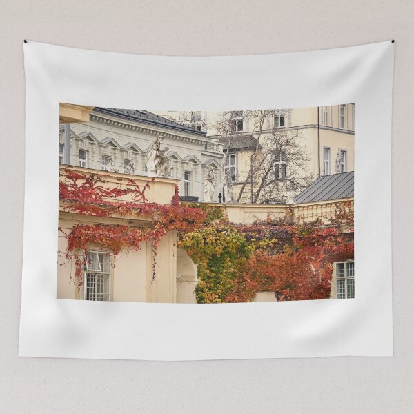 Item preview, old buildings covered with creeper colorful leaves in Vienna Austria designed and sold by goceris.