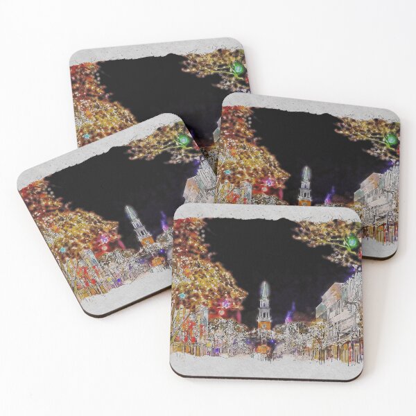Item preview, Christmas evening in a small town - watercolor designed and sold by adamtepl.