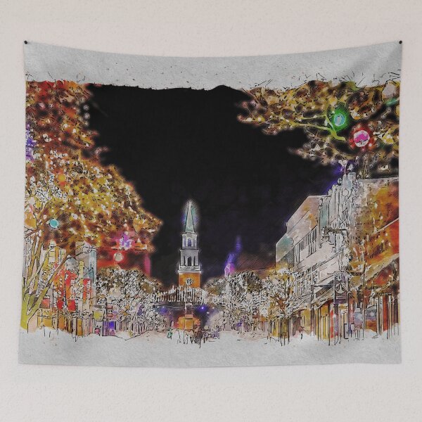 Item preview, Christmas evening in a small town - watercolor designed and sold by adamtepl.